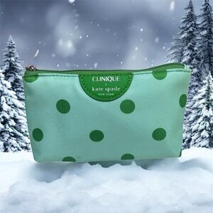 Kate Spade Clinique Colab Green Polka Dot makeup bag plus more. Gift ready!